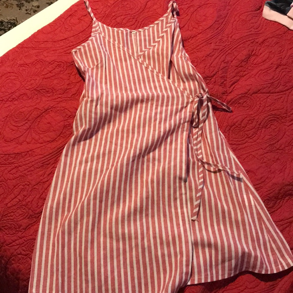 Striped wrap dress tie